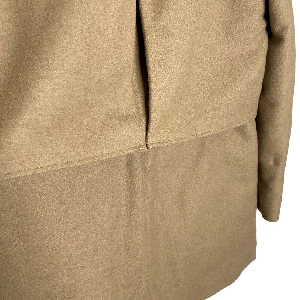The Kooples Wool Blend Mockneck Utility Pea Coat Small Snap Front Zip Jacket Tan - Picture 8 of 15